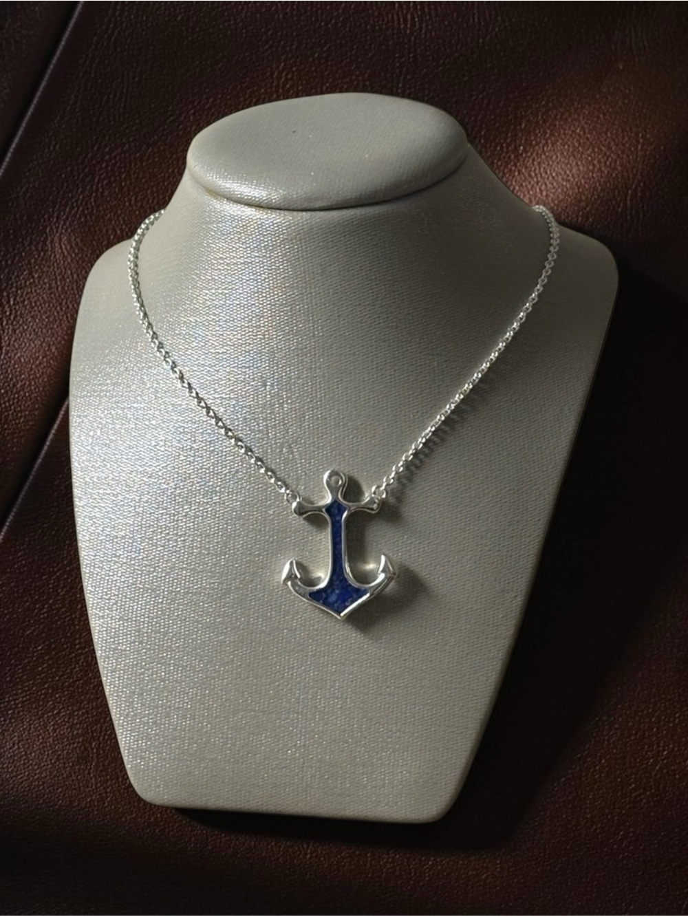 Sterling Silver Lapis Lazuli Anchor Pendant Necklace